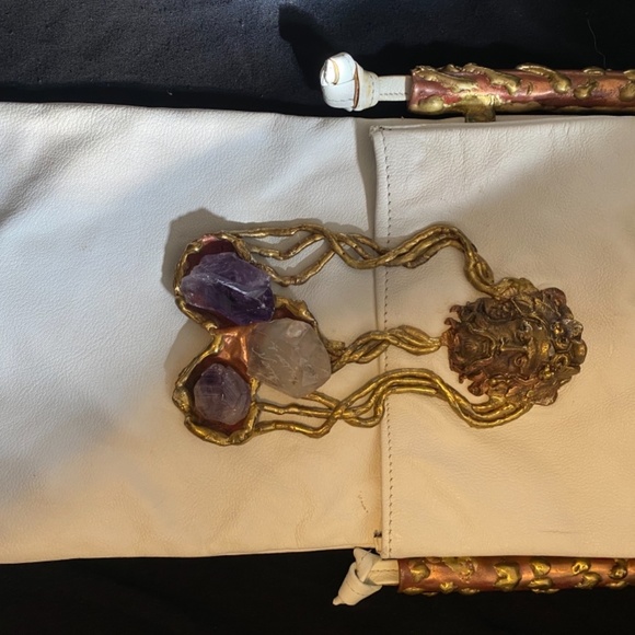 Fancy Nancy White leather 1980’s Crystal Wizard shoulder bag - Picture 5 of 6